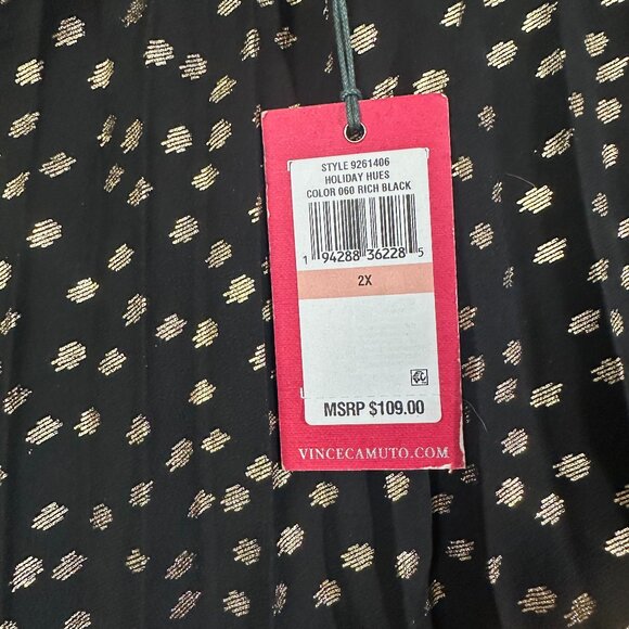 Vince Camuto NWT Plus Size Pleated Chiffon Maxi Skirt in Black and Gold Size 2X - Picture 4 of 7